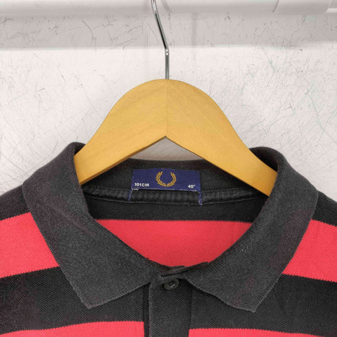 フレッドペリー FRED PERRY ロゴ刺繍 鹿の子 S/S ボーダーポロシャツ メンズ UK:40